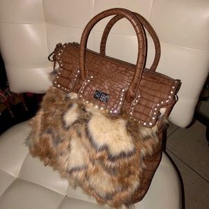 NWT Brown Furry Handbag